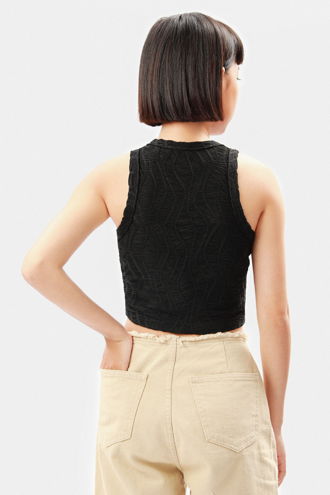 Tシャツ・カットソー [BOHEMSEO] RIBBED SLIT TANKTOP Moon Logo Ribbed Jersey Tank Top • Marine Serre